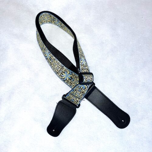 Yellow and blue embroidered hurdy-gurdy belt