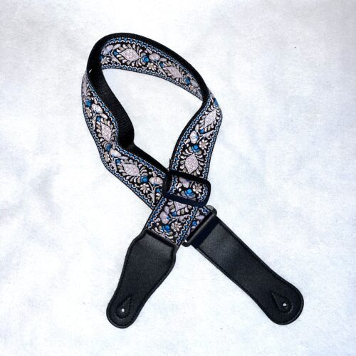 Pink and blue embroidered hurdy-gurdy belt