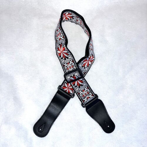 Red and silver embroidered hurdy-gurdy belt