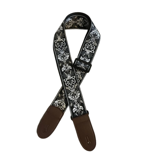 Ceinture pour vielle à roue brodée noire et blanc