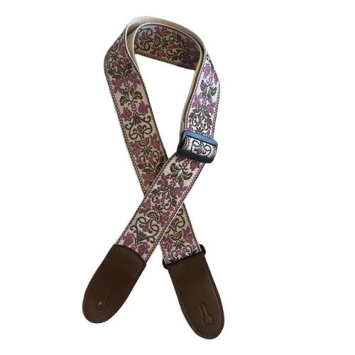 Ceinture pour vielle à roue brodée écrue et violette