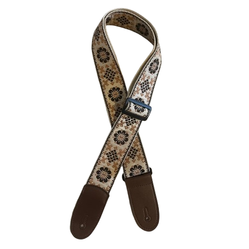 Ceinture pour vielle à roue brodée marron claire et foncé